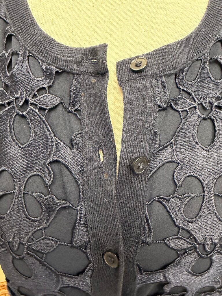 Loft Navy Blue Cardigan With Floral Lace Loft Navy S women CARDIGANS