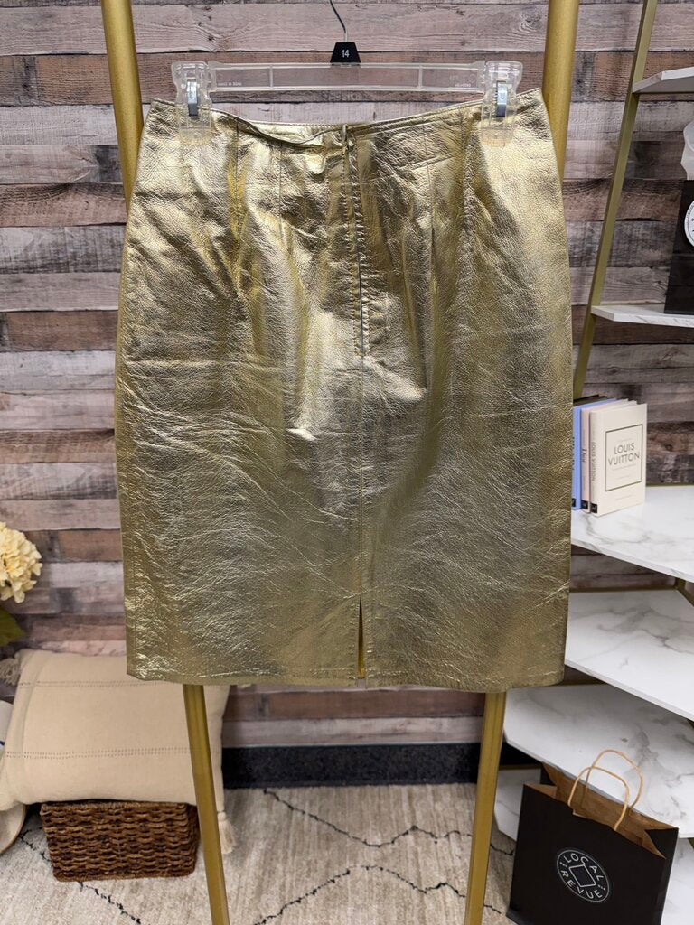 Cedars Metallic Gold Leather Midi Skirt Cedars Gold 10 women SKIRTS