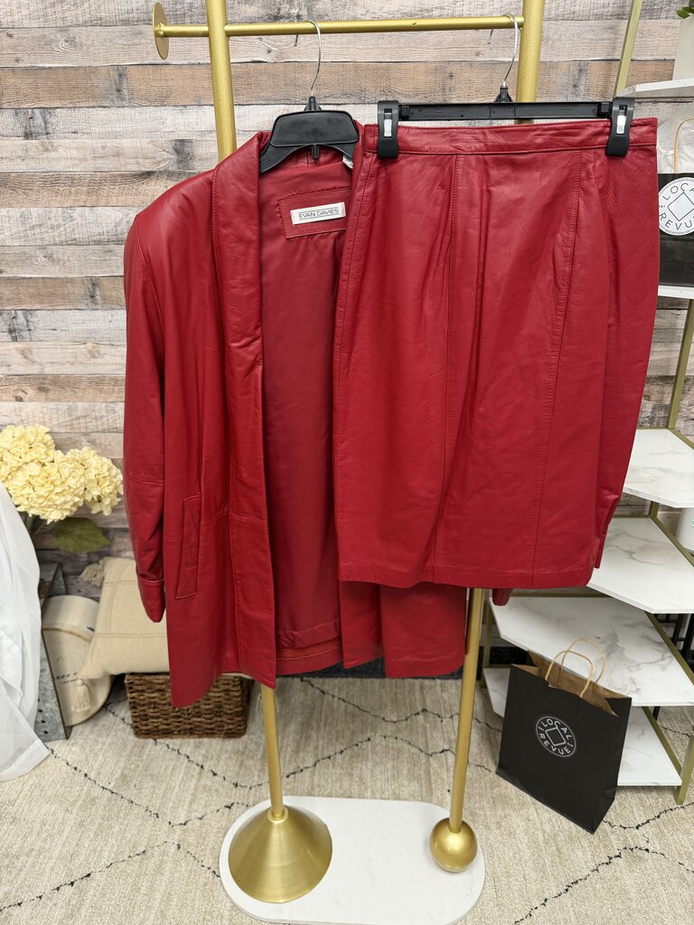 Evan Davies Red Leather Open Front Jacket Evan Davies Red 12 women JACKETS & COATS