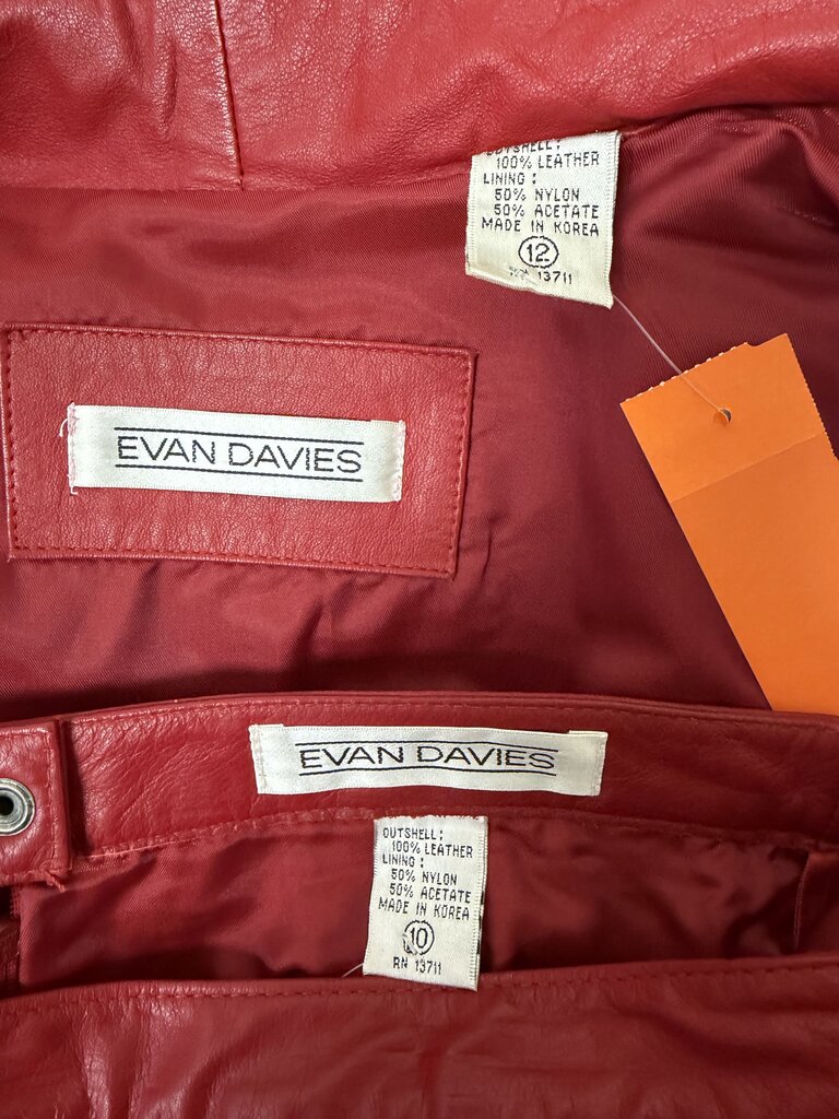 Evan Davies Red Leather Open Front Jacket Evan Davies Red 12 women JACKETS & COATS