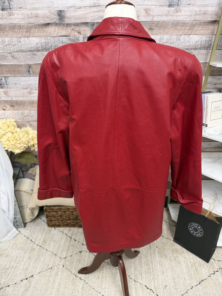 Evan Davies Red Leather Open Front Jacket Evan Davies Red 12 women JACKETS & COATS