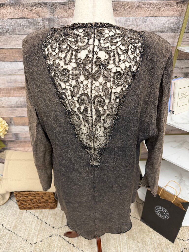 Brown Cardigan With Lace Back Detail N/A Brown N/A women CARDIGANS