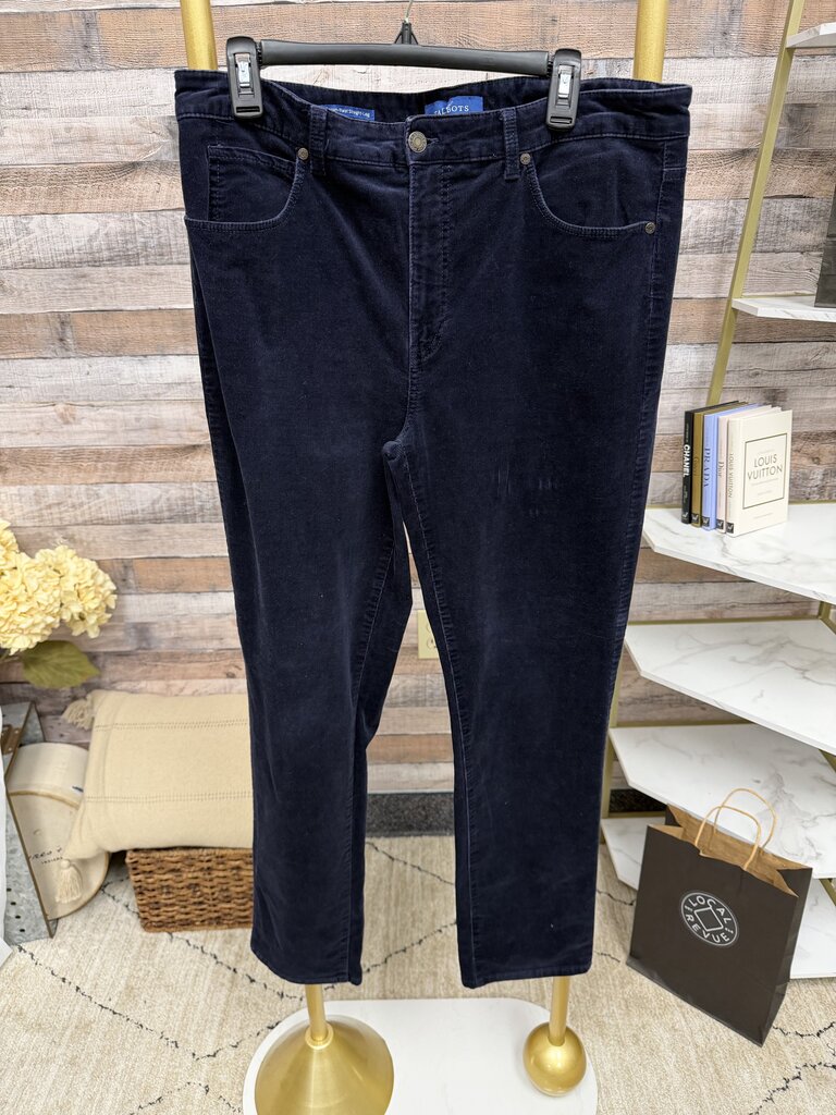 Talbots Navy Corduroy High Waisted Straight Leg Pants 12 Talbot's Navy 12 women PANTS