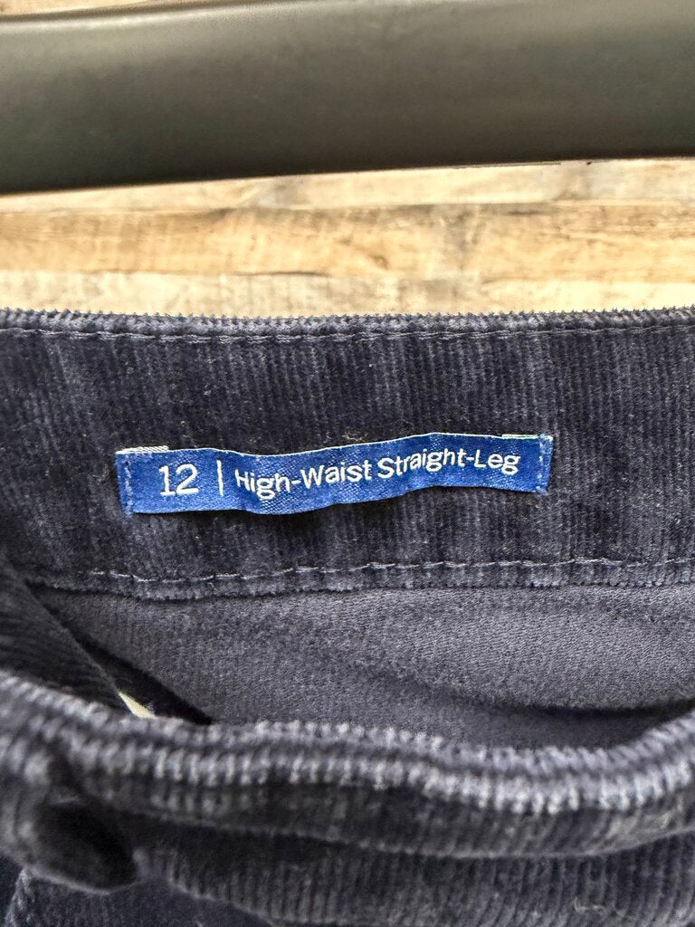 Talbots Navy Corduroy High Waisted Straight Leg Pants 12 Talbot's Navy 12 women PANTS
