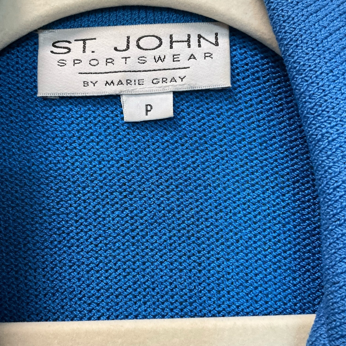 St John Jacket,Size P. Blue With BlackButtons