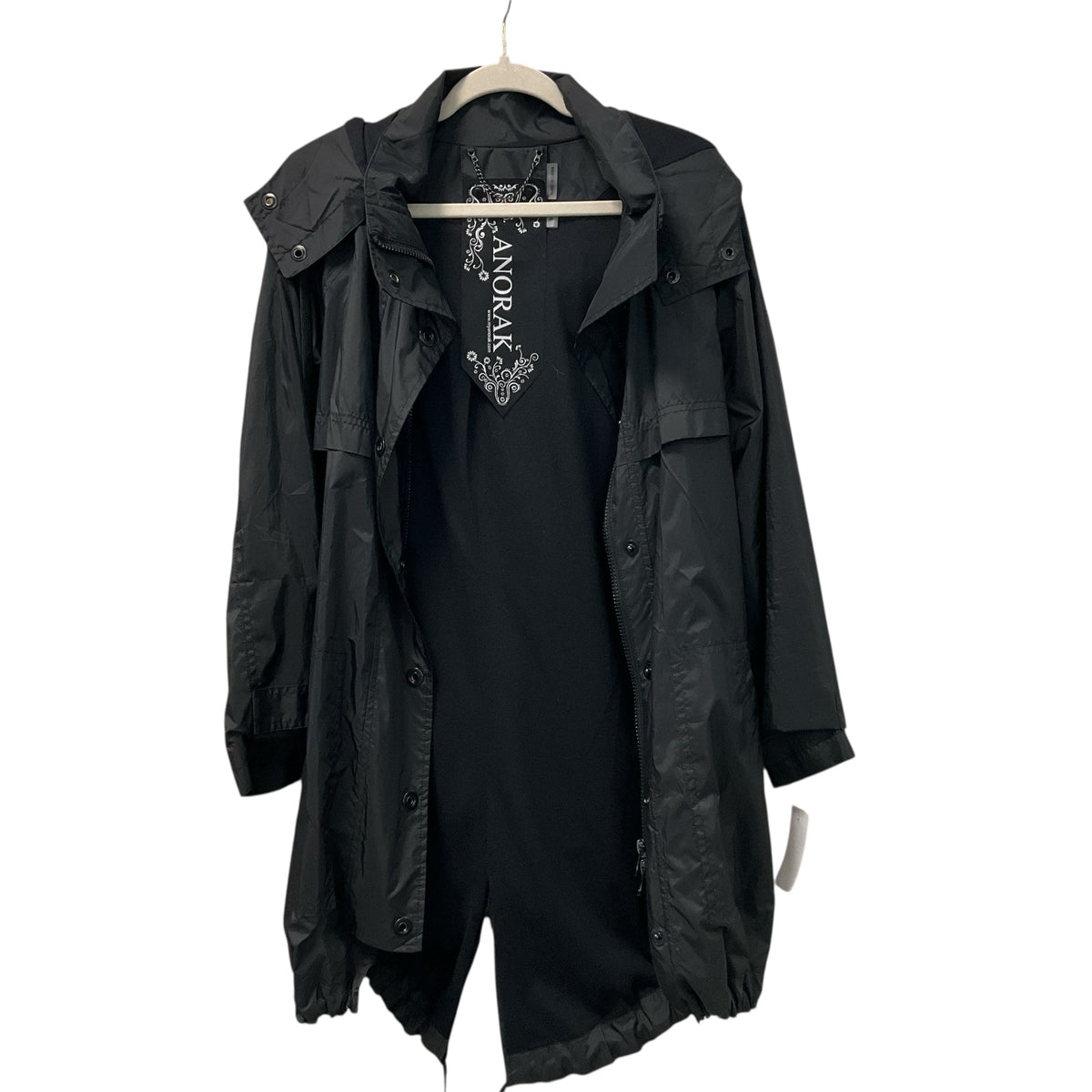Anorak Black Coat/ Rain Jacket Size Small
