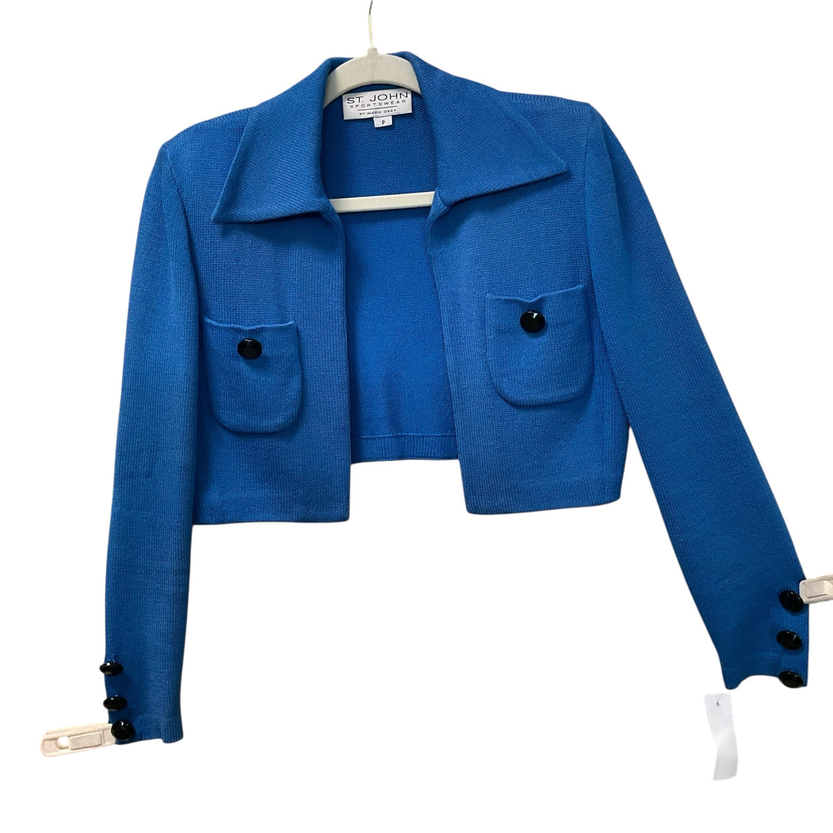 St John Jacket,Size P. Blue With BlackButtons