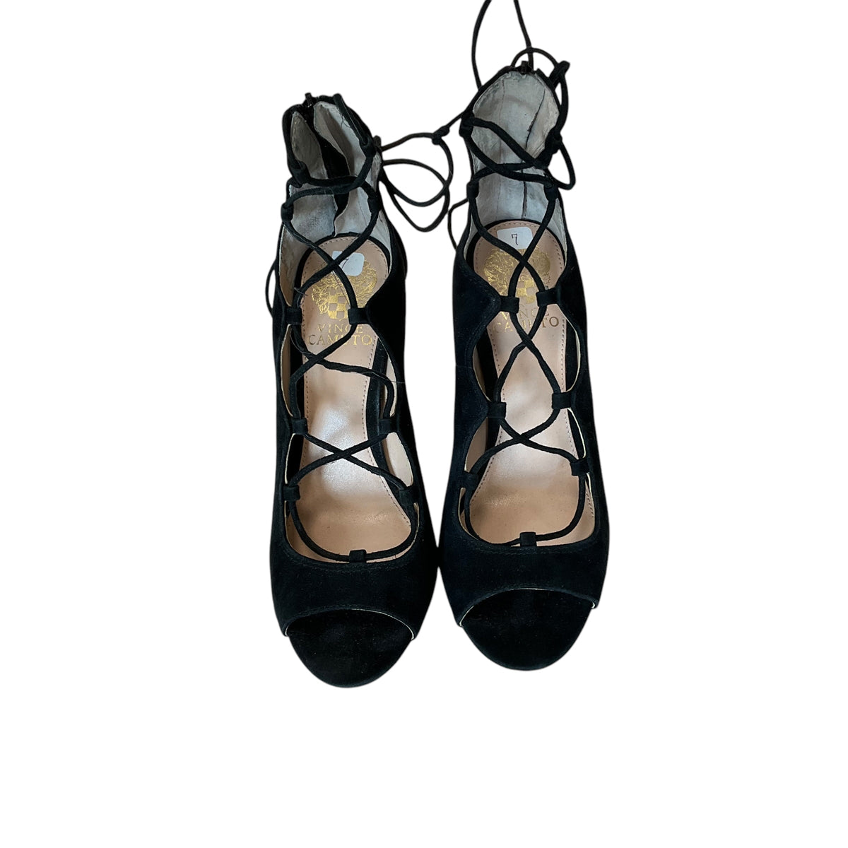 Authentic SIZE 7 Vince Camuto BLK SBlack Criss-Cross Lace.