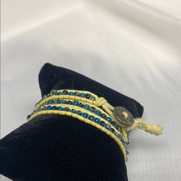 Calypso Studios Yellow and Blue Beaded Wrap Bracelet