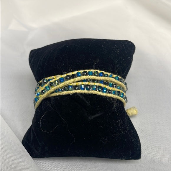 Calypso Studios Yellow and Blue Beaded Wrap Bracelet